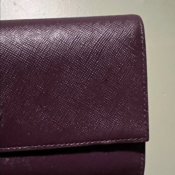 MCM Plum Dark Purple Leather Long Wallet with Two Tone Gold and Silver Logo - Picture 6 of 14